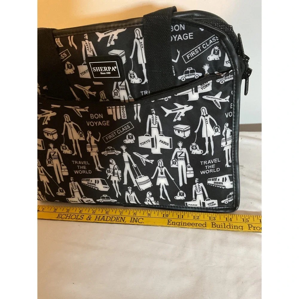 Sherpa Pet Carrier Travel the World Graphic Print Black‎ White Soft Sided Bag